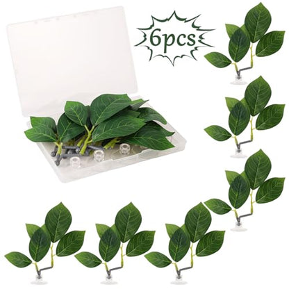 6 Pcs Betta Leaf Hammock with Suction Cups, Realistic Plastic Leaf Fish Tank Decor Aquarium Plants Beta Resting Spot Accessories Decorations for Betta Fish Resting Bed Spawning Ground - style: Style A