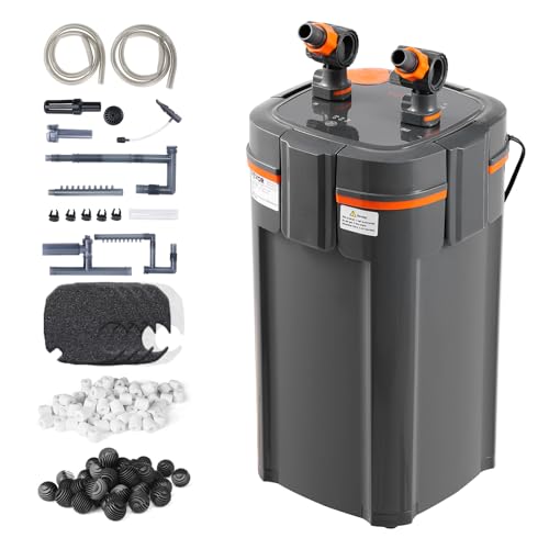 VEVOR Aquarium Filter 528GPH, 5-Stage Canister Filter 200-250 Gallon, Ultra-Quiet Internal Aquarium Filter with UV Protection, Submersible Power Filter with Multiple Function for Fish Tanks, 25W - size: 528GPH-UV