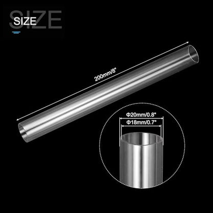 MECCANIXITY Clear Storage Tube 18x20mm Small Plastic Round Tubing with Caps Rigid Bottle Container 200mm/8 Inch for Item Stored - size: 18x20x200mm
