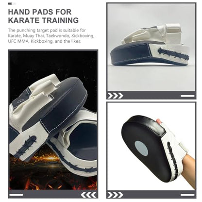 ABOOFAN Focus Mitts and Hand Pads for Kickboxing Muay Thai, Upgraded Thickened Curved Training Strike Shield, Black and White, Portable Martial Arts Boxing Target for Men and Women