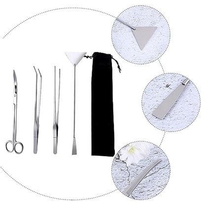 BESPORTBLE 1set Aquatic Plants Tool Kit Stainless Steel Aquascaping Tweezers Scissors Spatula Storage Bag Fish Tank Maintenance Tools for Aquarium Plants Decorations