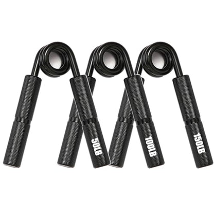Silver Metal Hand Grip Set, 50LB-400LB No Slip Heavy-Duty Grip Strengthener Great Wrist & Forearm Hand Exerciser, Home Gym, Hand Gripper Grip Strength Trainer - color: Black, size: 3Pack(50LB-150LB)