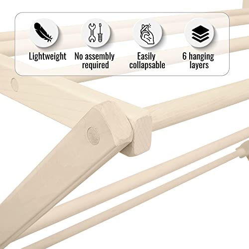 Pennsylvania Woodworks Premium American Maple Clothes Drying Rack - Handcrafted in Pennsylvania - Solid Wood Construction, Collapsible, Eco-Friendly Laundry Solution (Large) - color: Large | Flat Top
