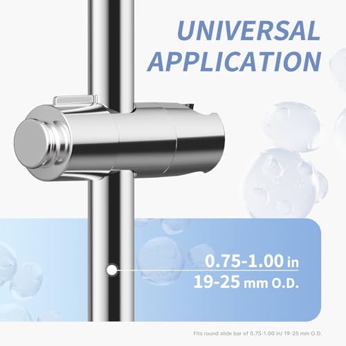 OFFO Shower Head Holder, Adjustable 0.75-1 inch Hand Held Shower Head Holder for Slide Bar, 45 Degree Rotation Shower Sprayer Holder with Hanging Design, Chrome - style: Chrome with Hanging Design