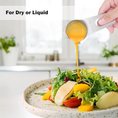 Measuring Cups Set, 7PCS Stainless Steel Engraved Markings Kitchen | 304 food-grade steel, dual-scale markings, one-piece construction, nesting storage, dishwasher safe, dry & liquid ingredients - size: 7PCS