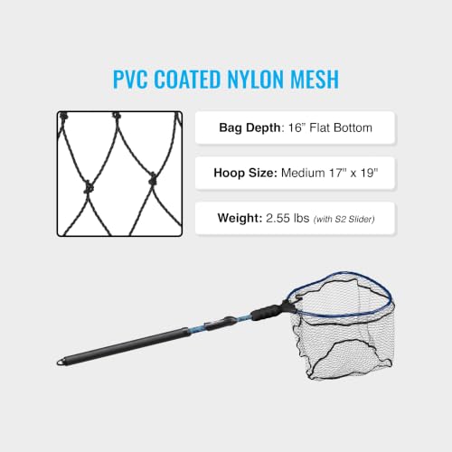 EGO S2 Kryptek Slider Fishing Net, Adjustable, Interchangeable Heads - size: Kryptek 29" to 60" Handle, 17" x 19" Hoop, style: Pvc Coated Mesh