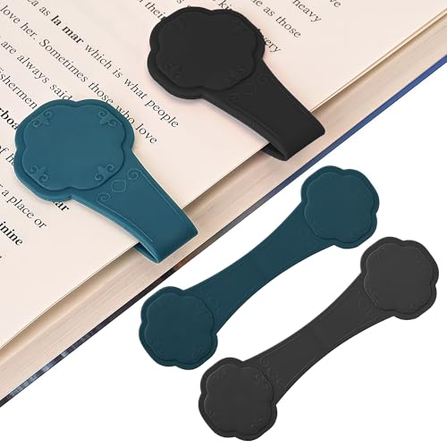 Magnetic Silicone Bookmark - 2 PCS Reusable Magnetic Bookmarks for Books, Notebooks, Non-Slip Design for Students, Teachers - color: Black+dark Blue