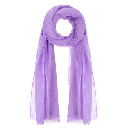 Nydotd Women Summer Cotton Linen Scarf Crinkle Long Beach Shawl Wrap hijab with Fringe - color: Light Purple