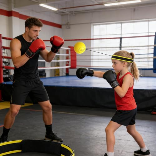 Boxing Reflex Ball Headband Multifunctional Fun Effective Hand Eye | Kids Beginners Punching Headband for Professionals Enthusiasts Beginners Amateurs Lovers Families Friends - color: Yellow ball