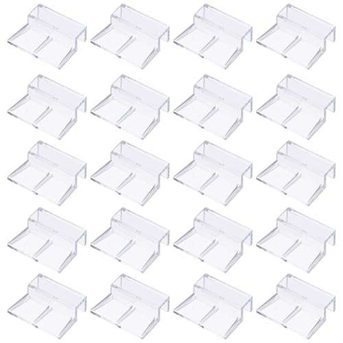 20 Pcs Aquarium Lid Clips, 12 mm Acrylic Aquarium Cover Bracket Fish Tank Lid Older Fish Tank Clip Transparent Durable Easy to Clean, Intended for Rimless Aquariums Top Cover - size: 12 mm