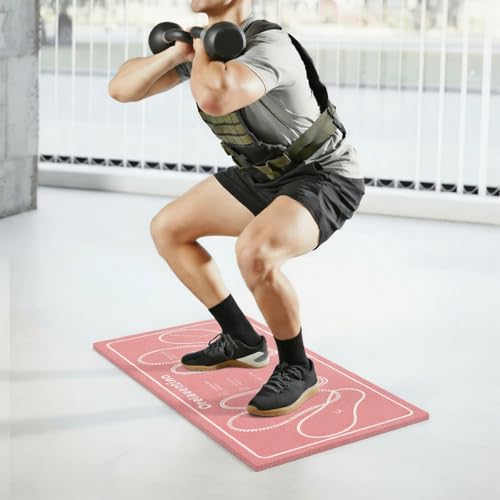 Squat Mat with Foot Position,Non-Slip Workout Mat for Squat & Leg Exercises - color: Pink