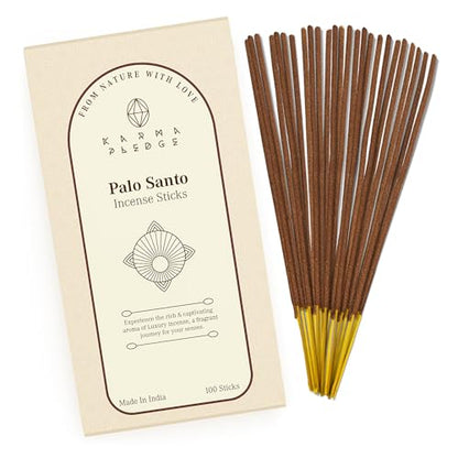 KarmaPledge Palo Santo Incense Sticks, Burn Time 45-60 Min, 100 Sticks - color: Palo Santo, size: 100 Hand Dipped Sticks