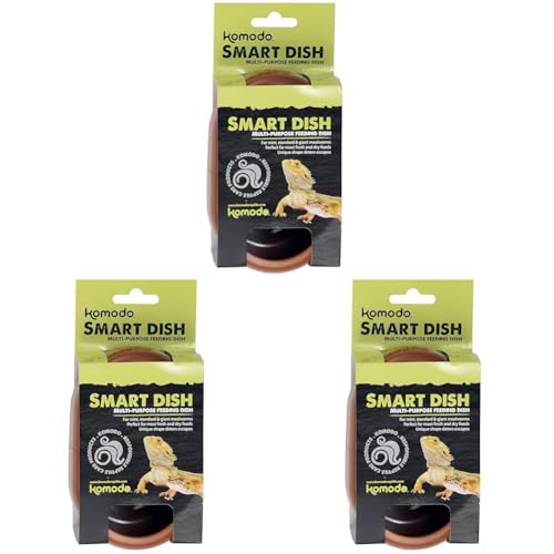 Komodo Smart Dish | Deters Non-Jumping Live Food from Escaping | Accommadates Many Sizes of Lizards and Aquatic Pets (Pack of 3) - size: No Size (Pack of 3)