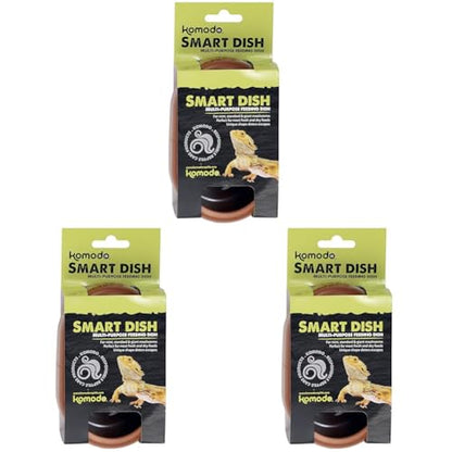 Komodo Smart Dish | Deters Non-Jumping Live Food from Escaping | Accommadates Many Sizes of Lizards and Aquatic Pets (Pack of 3) - size: No Size (Pack of 3)