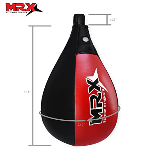 MRX Speed Punching Bags Genuine Leather MMA Training Speed Bag Muay Thai SpeedKills Punching, Dodge Striking Bag for Workout Pro Boxing Bag for Home Gym Kids, Men, Women - color: Black Red