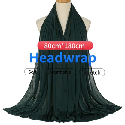 Harewom Head Wraps for Black Women, 71" Long Soft African Turban Hair Scarf - color: 1 Pcs- Dark Green