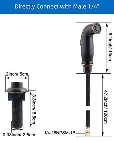 Universal Kitchen Sink Side Sprayer with Quick Side Connector Compatible with Moen Faucet Sprayer Replacement, Kitchen Sink Faucet Sprayer Attachment with Water Hose/Holder, Oil Rubbed Bronze - color: Oil Rubbed Bronze