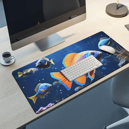 Large Size Gaming Mouse Pad Fishs Desk Mat Non-Slip Base Waterproof Desktop Writing Pad for Office Home - color: Fishs, size: 40x90cm