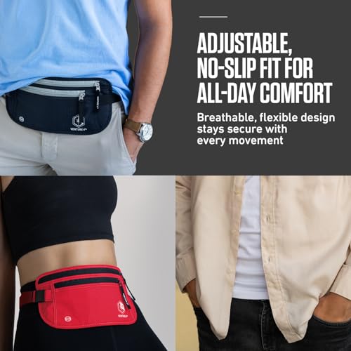VENTURE 4TH Money Belt for Travel – Slim Hidden Under-Clothes RFID Blocking Anti-Theft Passport Holder & Travel Wallet Pouch for Men & Women to Protect Cash, Cards & Documents (Turquoise) - color: Turquoise