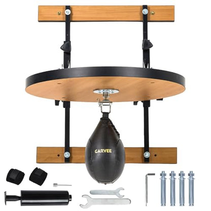 Garvee Speed Bag Platform for Boxing Punching Practice with 24 Inch Board Height Adjustable Mount 360 Degree Swivel and Includes Speed Bag Air Pump