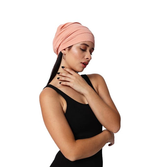 Chemo Silky Soft Slouchy Snood Bamboo Cap Beanie for Women Cancer Hair Loss Turban Hat Chemo Headwear Women - color: Coral Pink