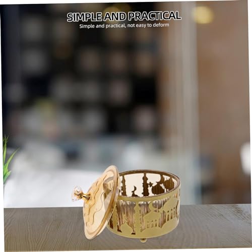 Ciieeo 2pcs Middle Eastern Eid Candy Serving Tray Elegant Snack Storage for Dried Fruits Treats for Ramadan Celebrations and Home Decor Gold Finish