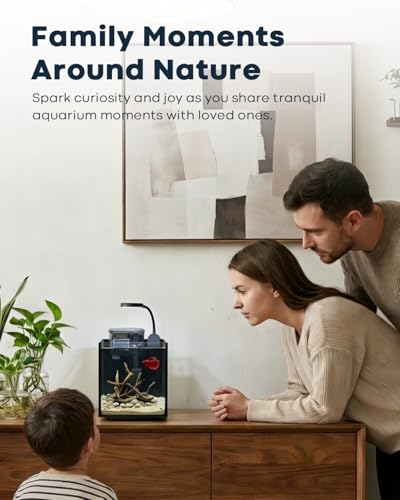 Desktop Small Aquarium Set Glass Fish Tank 1.25 Gallon, with Water Pump Filter Bright LED Light Gravel Cleaning Tool, Starter Kit Small Space Easy Setup Space-Saving Design Betta Shrimp - size: 1 gallon