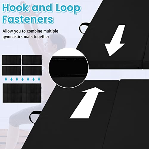 Goplus Gymnastics Mat, Folding Tumbling Mat with Carry Handles, Hook & Loop Fasteners, 4 Panels for Fitness Exercise Yoga Stretching Aerobics Workouts, Thick Gym Mats for Home - color: Black 1