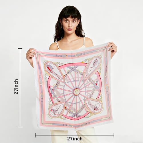 27" Head Scarf Like Satin Silk for Women,Hair Scarves Bandana,Headband Silk Feeling for Hair Wrap - color: Pink