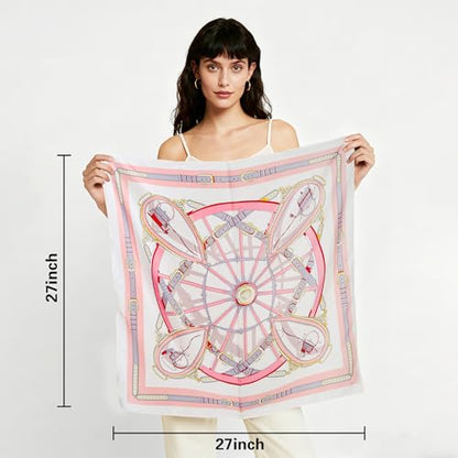 27" Head Scarf Like Satin Silk for Women,Hair Scarves Bandana,Headband Silk Feeling for Hair Wrap - color: Pink