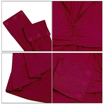 AIBEARTY Women Fashion Instant Muslim Turban Hijab with Snap Fastener Breathable Headscarf Bonnet Cap Turban Hat Shawl - color: Modal Wine Red-3 Buttons