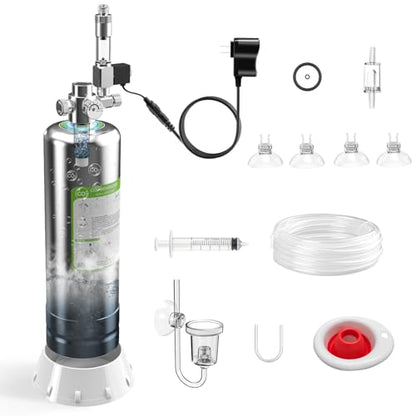 FZONE 5L Upgraded Aquarium CO₂ System with Complete Accessories, CO₂ Generator kit with Integrated Solenoid & Bubble Counter, Safety Valve, Main Switch for Planted Tanks - size: 5L