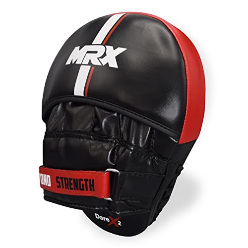 MRX Gel Tech Boxing Hook & Jab Pads MMA Focus Punching Mitts Training Thai Kick Strike Shield Curved Black/White - color: Black/Red