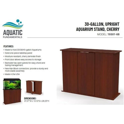 Afuera Living Upright Aquarium Stand, 30/38/45 Gallon Capacity, Serene Cherry Finish, Solid Top Design, Moisture-Resistant Laminate, Storage Cabinet, Contemporary Style for Home Aquarium or Terrarium