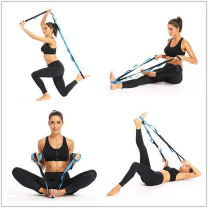 Yoga Stretch Strap with 10 Loops – Non-Elastic Stretching Strap for Flexibility, Physical Therapy, Pilates, and Home Workouts