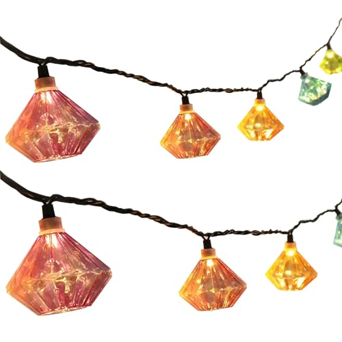 Vigdur Lantern String Lights - Multicolor Decorative String Lights Plug in with 10 Diamond Shaped Bulbs, Indoor String Light for Xmas Party Wedding Bedroom Patio Decor - color: Diamond