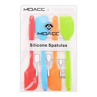 Silicone Spatulas, 11 inch Rubber Spatula Heat Resistant Non-Stick Flexible Scraper With Solid Stainless Steel Core for Cooking, 4 Pack - size: 11 inch
