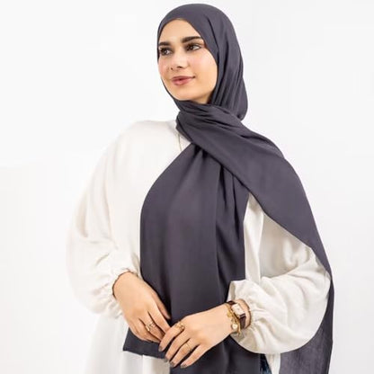 Non-see-through Premium Jersey Maxi Hijab Head Scarf Wrap for Muslim Women - color: Dark Gray