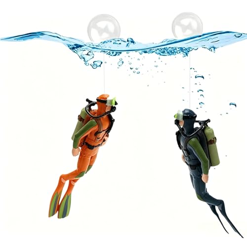 2 Pack Floating Aquarium Diver Decor – Adjustable Depth Fish Tank Ornaments, Suitable for All Kinds of Fish Tanks