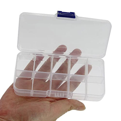20 packs Plastic Organizer Box 10 Grids Clear Storage Container Jewelry Case with Fixed Dividers for Beads Art DIY Crafts Jewelry Fishing Tackles (20pcs 10 Grids Box) - size: 20pcs 10 Grids Box