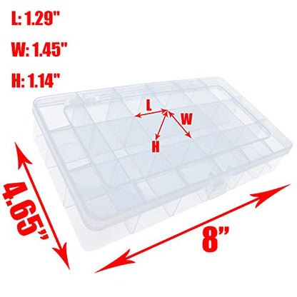 Xiaoyztan 18-Grid Clear Plastic Organizer for Jewelry Beads 2Pcs | 18-grid clear organizer for jewelry, beads, tackle, and small parts - size: 8.0x4.7x1.3 in