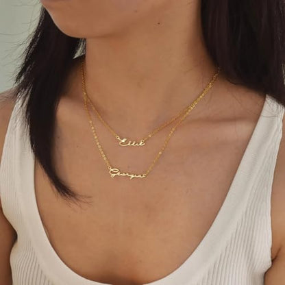 DayOfShe Custom Name Necklace for Women Gifts, 18K Gold Plated Layered Names Necklace Personalized Gifts for Birthday - color: Two Names-Layered