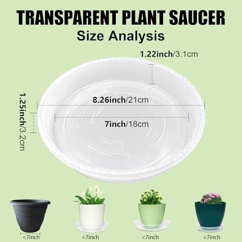 RooTrimmer 5 Pack Plant Saucer for Indoor Plants, 8 Inch Clear Plant Trays for Pots, Durable Plastic Flower Plant Pot Saucer, Heavy Duty Sturdy Plant Saucer Drip Trays for Pots - size: 8 inch