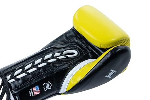 HIT N MOVE All Day Pro Balance Sparring and Bag Boxing Gloves LACE UP, Boxing Gloves Men & Women, Boxing Equipment, Sparring & Bag Gloves for Boxing, Kickboxing, Muay Thai, MMA - color: Yellow/Black, size: 14 OZ