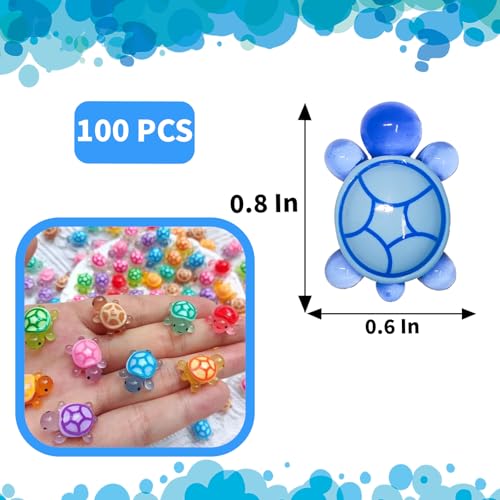 100 Pcs Mini Resin Turtles Luminous Tiny Sea Turtle Figures | Glow in the Dark Resin Animals, Small Plastic Ocean Animal, Garden Mini Turtle Figurines , Miniature Landscapes (10 Colors) - size: Mini