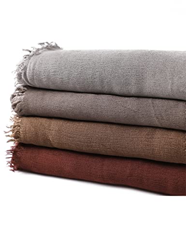 Txameru Hijab Scarf for Women - Muslim Rayon Crinkle With Fringe Edge - color: Chocolate
