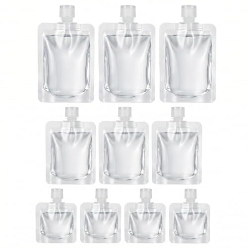 Travel Pouches for Toiletries, 13 Pack TSA Approved Refillable Travel Liquid Pouches, Flat Travel Bottles for Toiletries, Reusable 3oz Portable Containers with Funnel, Labels & Clear Carry On Bag - color: 10pc Pouch - White