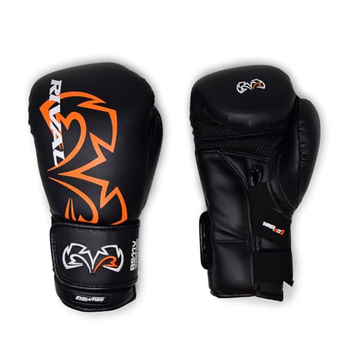 RIVAL Boxing RS11V Evolution Sparring Gloves, Extra-Thick 2” Padding, V-Strap Wrist Lock 2 System, Large Hand Compartment, and 15 Degree Angle Cuff - color: Black, size: 12 oz.