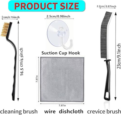 16Pcs Crevice Cleaning Brush Set, Hard Bristle Gap Cleaning Brush for Bathroom Window Tracks, Deep Cleaning Tools Kit with Wire Detail Brushes & Non-Scratch Wire Dishcloths for Kitchen