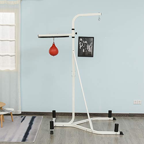 GOWE 2 in 1 Punching Bag Stand, Adjustable Height Heavy Bag Stand with Weighted Base and Speed Bag, Freestanding for Home Gym